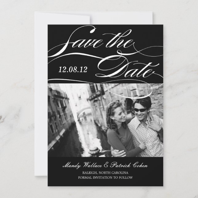 Anúncio de Save The Date com Roteiro Deslumbrante  (Frente)