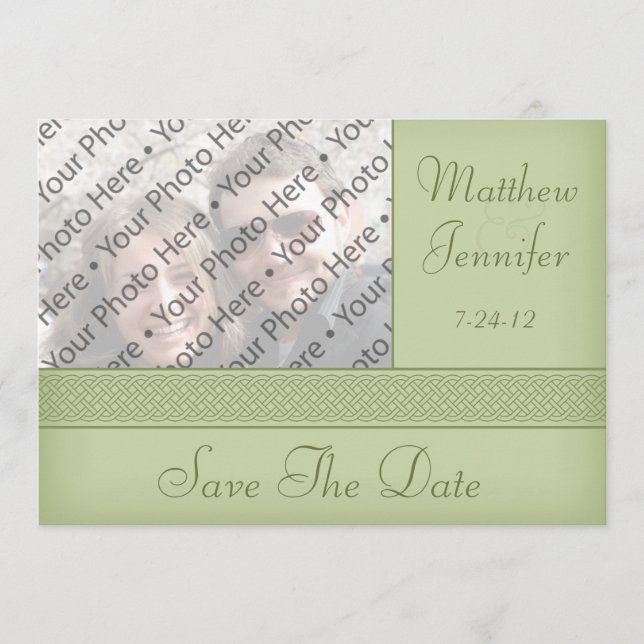 Anúncio de Save the Date com tema Celta Verde para (Frente)