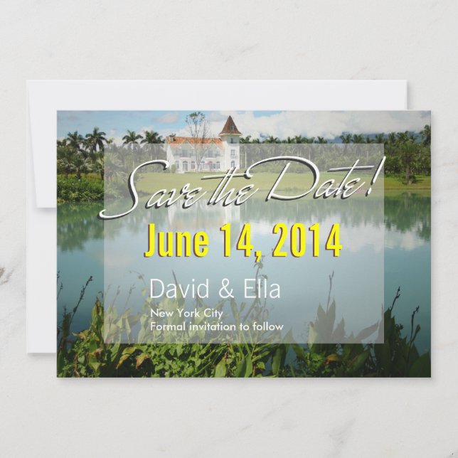 Anúncio de Save the Date da Casa de Lago Elegante (Frente)