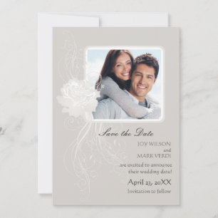 Anúncio de Save the Date da Foto Rosa de Prata