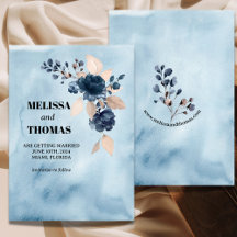Anúncio de Save The Date de Aquarela Floral Azul