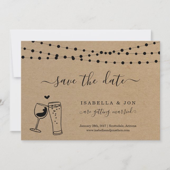 Anúncio de Save the Date de Brinde com Vinho e Cer (Frente)