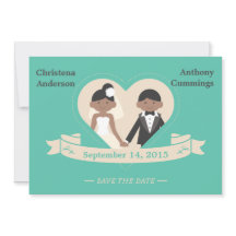 Anúncio de Save The Date de Casal de Desenho Anima