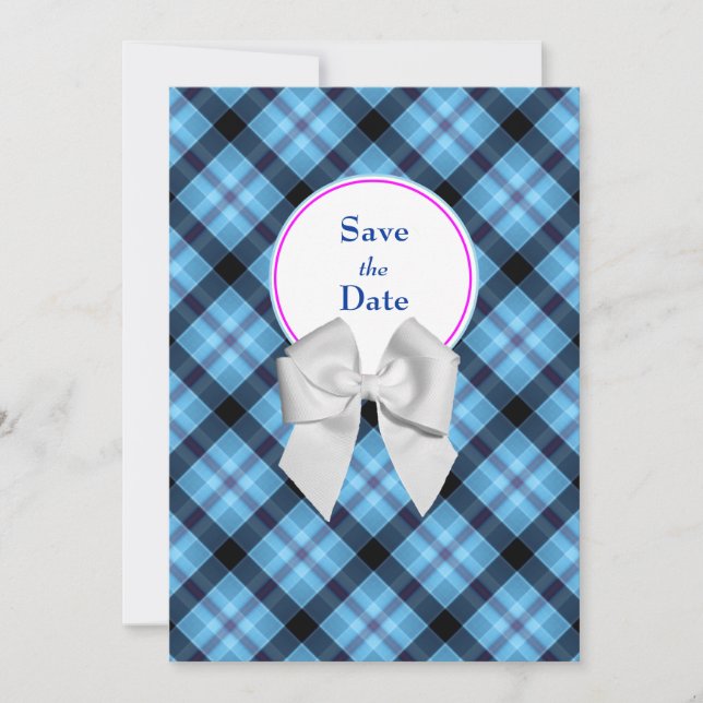 Anúncio de Save the Date de Casamento Azul (Frente)