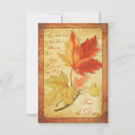 Anúncio de Save the Date de Casamento com Folhas d