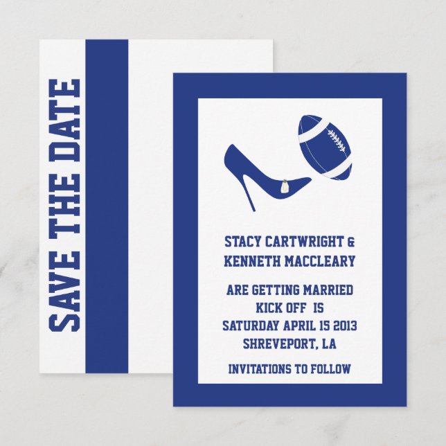 Anúncio de Save The Date de Casamento com Futebol  (Frente/Verso)
