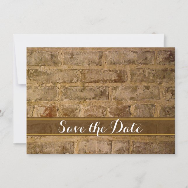 Anúncio de Save the Date de Casamento com Tijolos  (Frente)