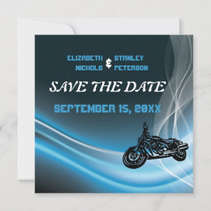 anúncio de Save the Date de casamento de motocicli