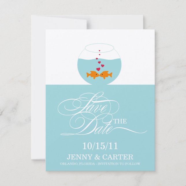 Anúncio de Save the Date de Casamento de Peixes Fo (Frente)