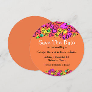 Anúncio de Save the Date de casamento Doodle Heart
