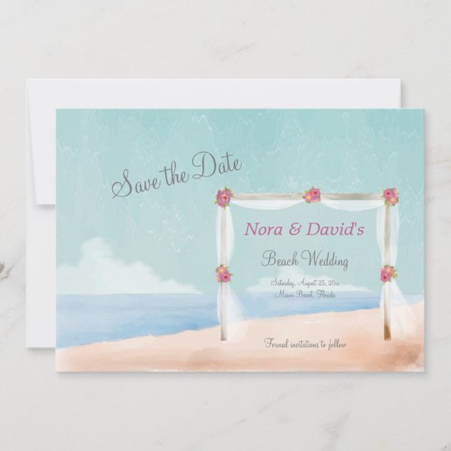 Anúncio de Save the Date de Casamento na Praia (Frente)