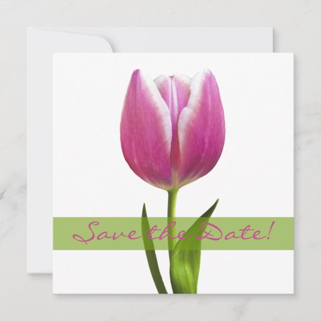 Anúncio de Save the Date de Casamento Tulipa Rosa (Frente)