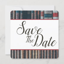 Anúncio de Save the Date de Estante de Livros Anti