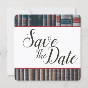 Anúncio de Save the Date de Estante de Livros Anti