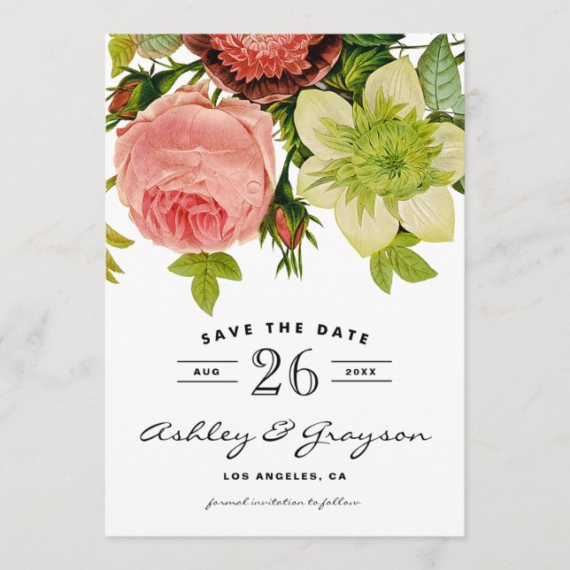 Anúncio de Save the Date de Flores Botânicas (Frente)