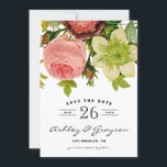 Anúncio de Save the Date de Flores Botânicas III<br><div class="desc">Anúncio de save the date rústico com peônias vintage,  rosas e outras flores. Perfeito para casamentos com temas vintage,  boêmio ou shabby chic. Itens correspondentes estão disponíveis na minha loja.</div>