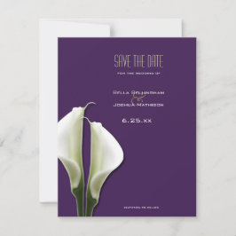 Anúncio de Save the Date de Lírio Calla em Roxo