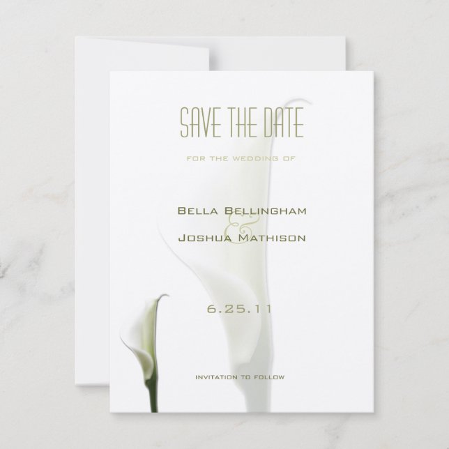 Anúncio de Save the Date de Lírio-de-Calla Branco (Frente)