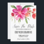 Anúncio de Save the Date de Posy em Aquarela Rosa<br><div class="desc">Anúncio de save the date personalizável com tema de posy em aquarela rosa quente e coral. Faz parte de uma suíte de casamento,  itens compatíveis disponíveis.</div>