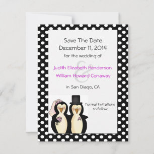 Anúncio de Save the Date do Casamento de Pinguins 