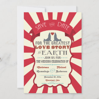Anúncio de Save The Date do Circo Vintage Retro