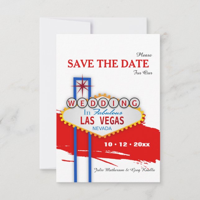 Anúncio de Save the Date do Letreiro de Las Vegas (Frente)