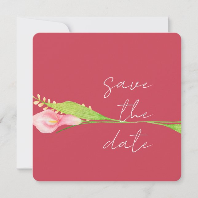 Anúncio de Save The Date Elegante com Calla Lily (Frente)