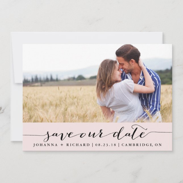 Anúncio de Save the Date em Letra Script Manuscrit (Frente)