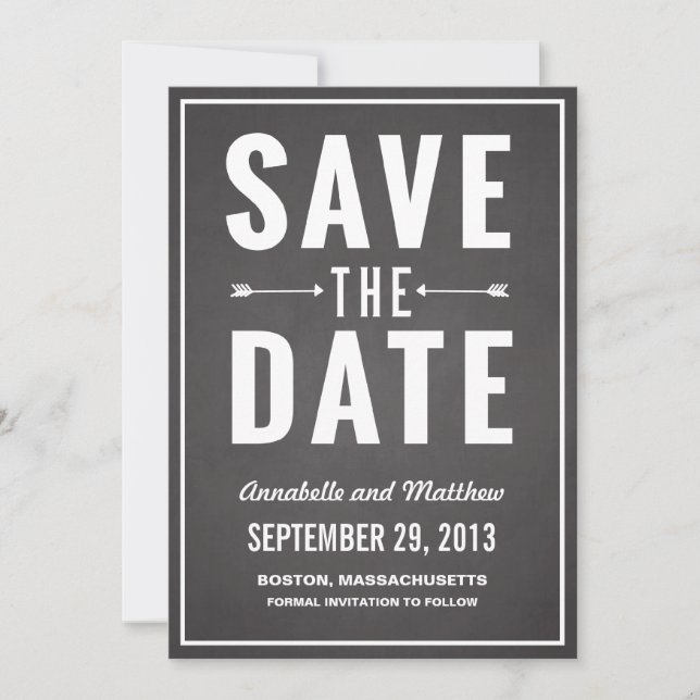 Anúncio de Save the Date em Lousa em Negrito (Frente)