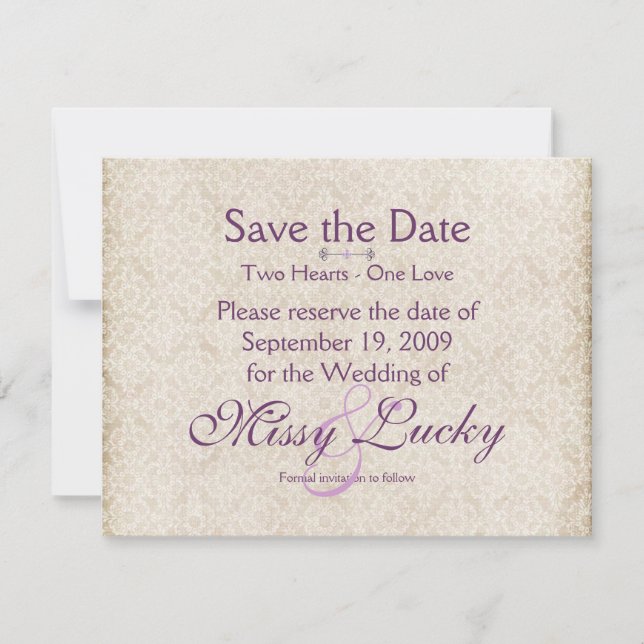 Anúncio de Save the Date em Renda de Marfim (Frente)
