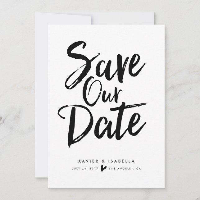 Anúncio de Save The Date em Roteiro Manuscrito (Frente)