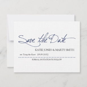 Anúncio de Save the Date em Script   Azul Marinho