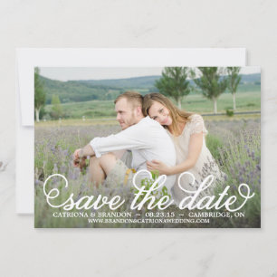 Anúncio de Save the Date em Script Caprichoso Bran