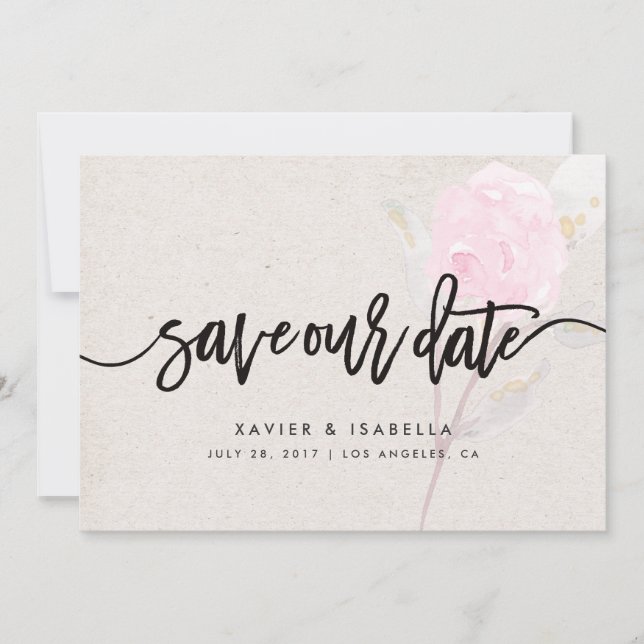 Anúncio de Save The Date | Flor Rosa (Frente)