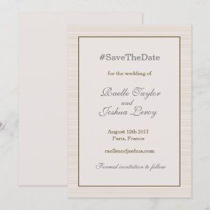 Anúncio de save the date hashtag dourado cinza mar