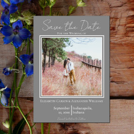 Anúncio de Save The Date Minimalista Cinza com Fot