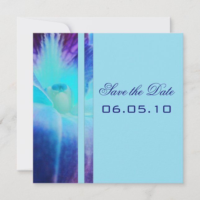 Anúncio de Save the Date Orquídea Azul (Frente)