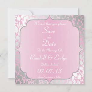 Anúncio de Save The Date Rosa Bebê Metálico