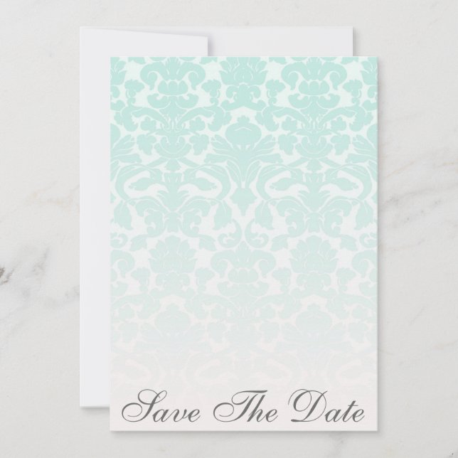 Anúncio de Save The Date Simple Chic Mint Damask (Frente)