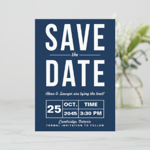 Anúncio de Save the Date Tipografia Retro Azul-Mar