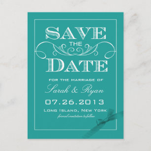 Anúncio de Save the Date Turquesa Elegante