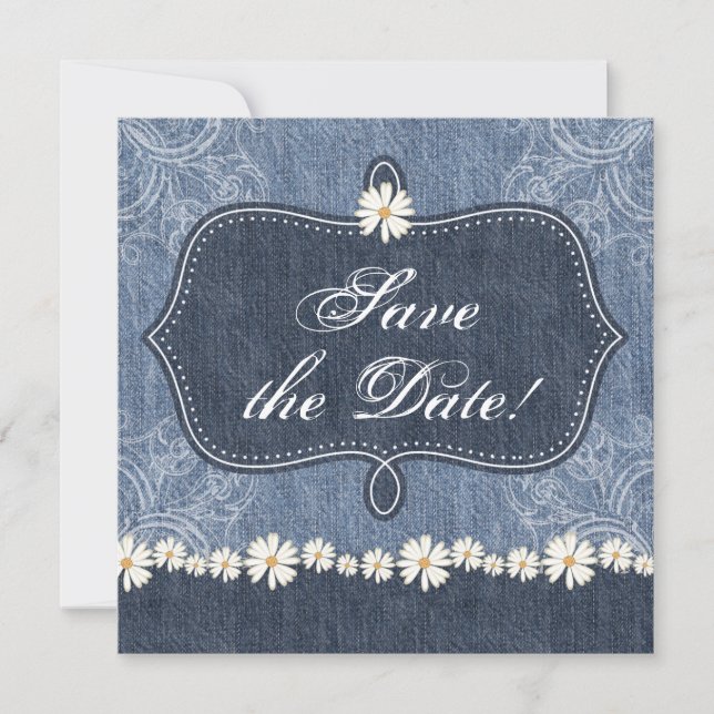 Anúncio de Save the Date Western Denim n Daisies (Frente)