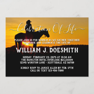 Anúncio de Serviço Memorial do Pôr do Sol Cowboy