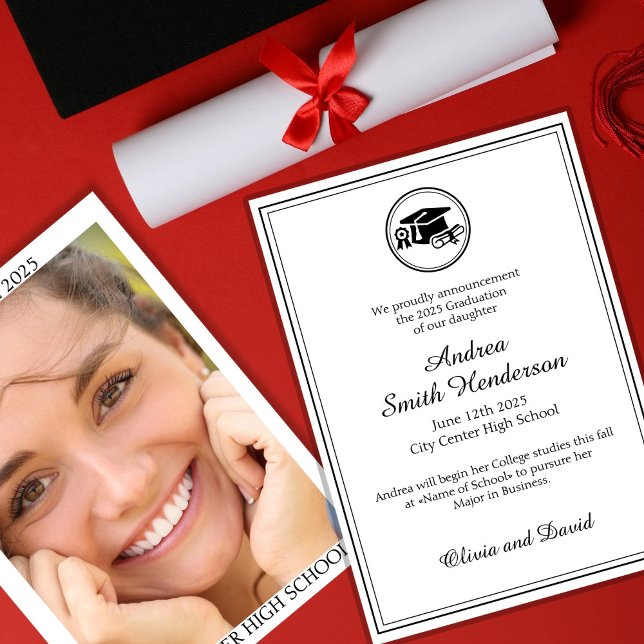 Anúncio de Texto Preto Branco da Foto de Graduação (Criador carregado)