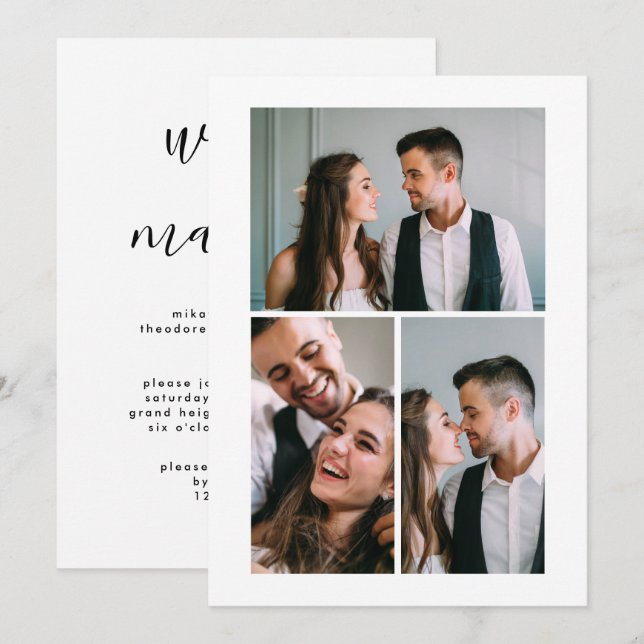 Anúncio de três fotos de casamento (Frente/Verso)