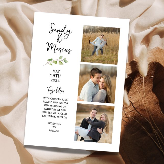Anúncio de três fotos de casamento minimalista (Criador carregado)