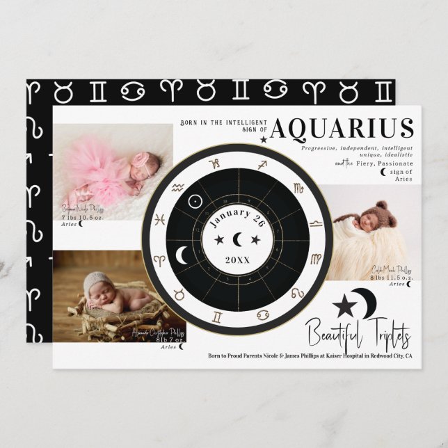 Anúncio de tripleta de astrologia solar personaliz (Frente/Verso)