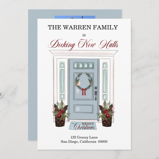 Anúncio Decking New Halls Blue Door Foto de Natal Movida (Frente/Verso)