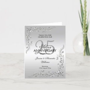 Anúncio Decoração de Prata Elegante 25º Aniversário de Cas