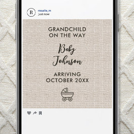Anúncio Digital Grandchild On The Way Linen Luxury Baby